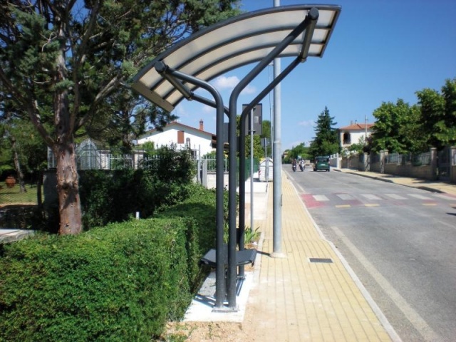 euroform w - urban furniture - metal steel shelter for busstop, bikes, public places - shades for bikes, seating areas - Vela