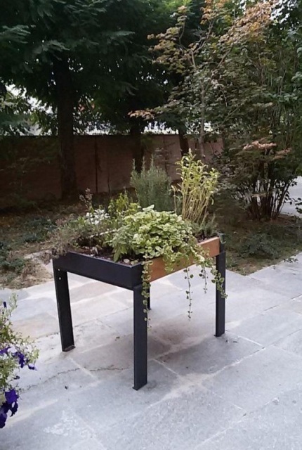 euroform w - arredo urbano - ortofioriera con piante e fiori in giardino - tavolo di coltura in cortile - urban gardening