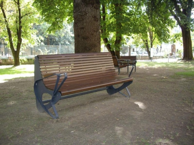 euroform w - street furniture - robust bench made of high quality wood for urban areas - minimalist wooden seating for outdoors - high quality designer street furniture - senior bench made of hardwood for public parks, old people