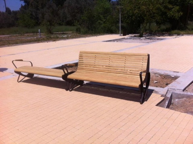 euroform w - street furniture - robust bench made of high quality wood for urban areas - minimalist wooden seating for outdoors - high quality designer street furniture - senior bench made of hardwood for public parks, old people