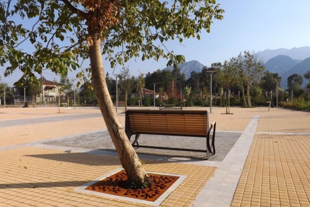 euroform w - street furniture - robust bench made of high quality wood for urban areas - minimalist wooden seating for outdoors - high quality designer street furniture - senior bench made of hardwood for public parks, old people