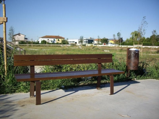 euroform w - street furniture - robust bench made of high quality wood for urban spaces - minimalist wooden seating for outdoors - high quality designer street furniture - hardwood bench for public parks