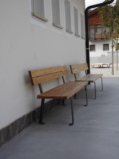 euroform w - street furniture - robust bench made of high quality wood for urban spaces - minimalist wooden seating for outdoors - high quality designer street furniture - hardwood bench for public parks