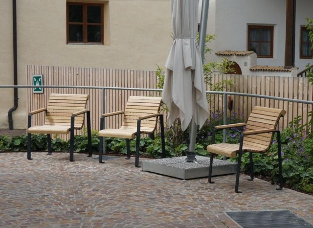 euroform w - street furniture - robust bench made of high quality wood for urban spaces - minimalist wooden seating for outdoors - high quality designer street furniture - hardwood bench for elderly Comfort
