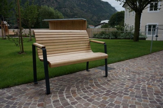 euroform w - street furniture - robust bench made of high quality wood for urban spaces - minimalist wooden seating for outdoors - high quality designer street furniture - hardwood bench for elderly Comfort