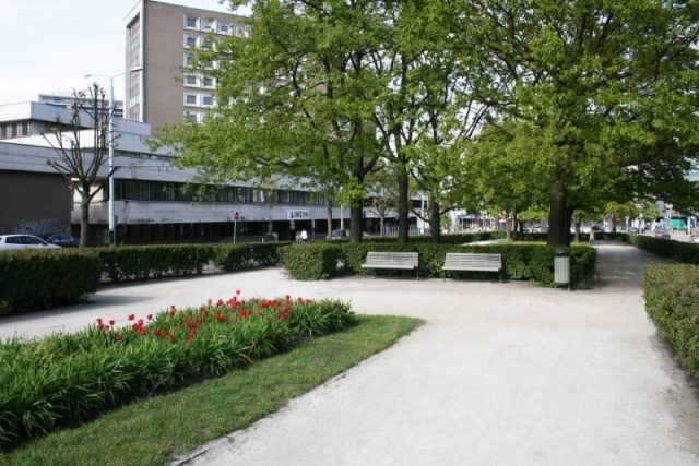 euroform w - Stadtmobiliar - robuste Bank aus hochwertigem Holz für den städtischen Raum - minimalistischer Hocker aus Holz für draußen - hochwertige Designer Stadtmöbel - Contour Holzbank