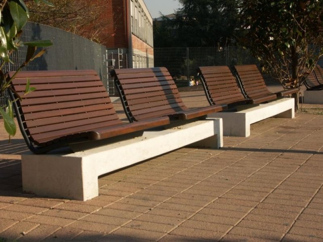 euroform w - street furniture - robust bench made of high-quality wood for urban spaces - minimalist wooden seater for outdoors - high-quality designer street furniture - modular bench tops for urban space