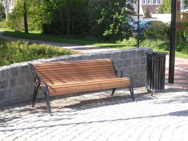 euroform w - street furniture - robust bench made of high-quality wood for urban spaces - minimalist wooden seater for outdoors - high-quality designer street furniture