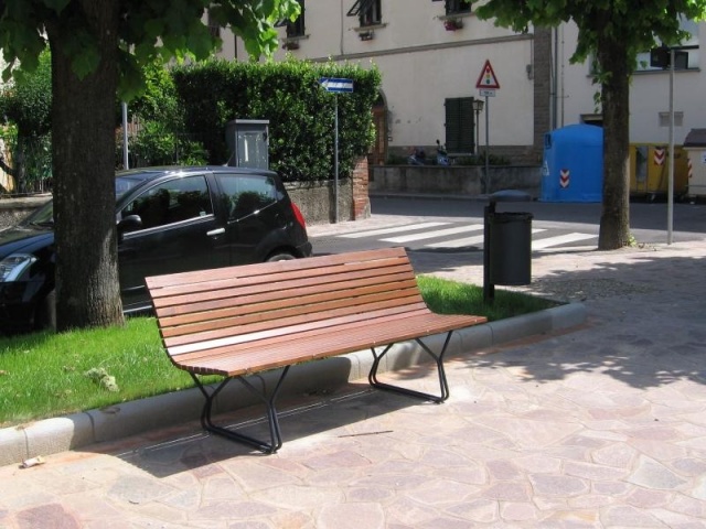 euroform w - street furniture - robust bench made of high-quality wood for urban spaces - minimalist wooden seater for outdoors - high-quality designer street furniture - wooden senior bench 