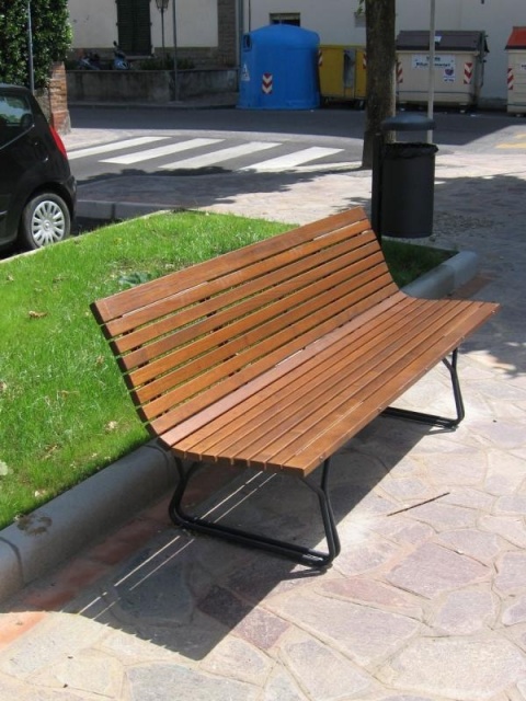 euroform w - street furniture - robust bench made of high-quality wood for urban spaces - minimalist wooden seater for outdoors - high-quality designer street furniture - wooden senior bench 