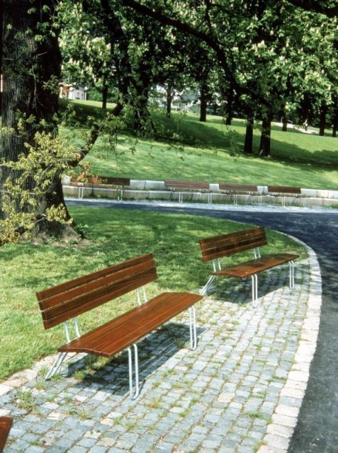 euroform w - street furniture - robust stackable bench made of high quality wood for urban spaces - minimalist wooden seater for outdoors - high quality designer street furniture - classic wooden bench