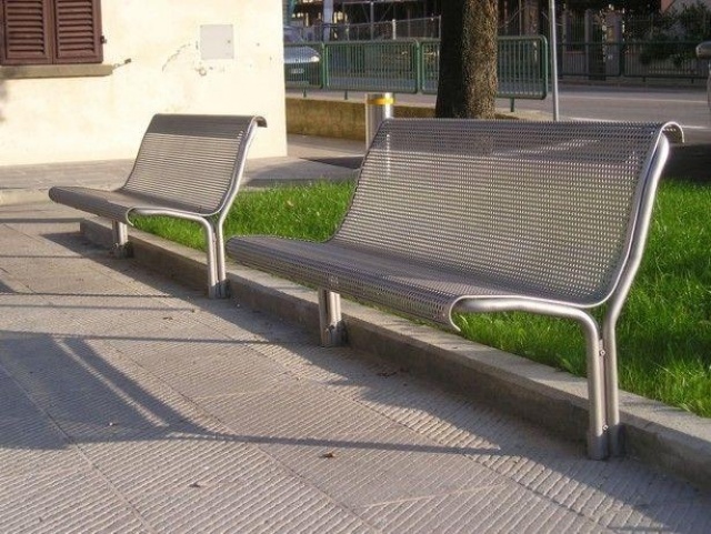euroform w - street furniture - robust bench made of high-quality stainless steel for urban spaces - minimalist stainless steel seater for outdoors - high-quality designer street furniture