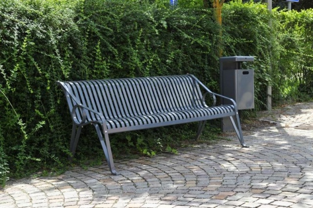 euroform w - street furniture - robust bench made of high-quality metal for urban spaces - minimalist metal seater for outdoors - high-quality designer street furniture