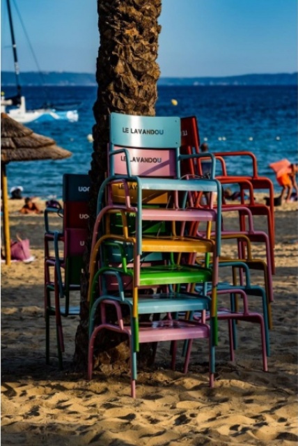 euroform w - street furniture - sturdy stool made of high-quality metal steel at promenade of Le Lavandou at Cote d