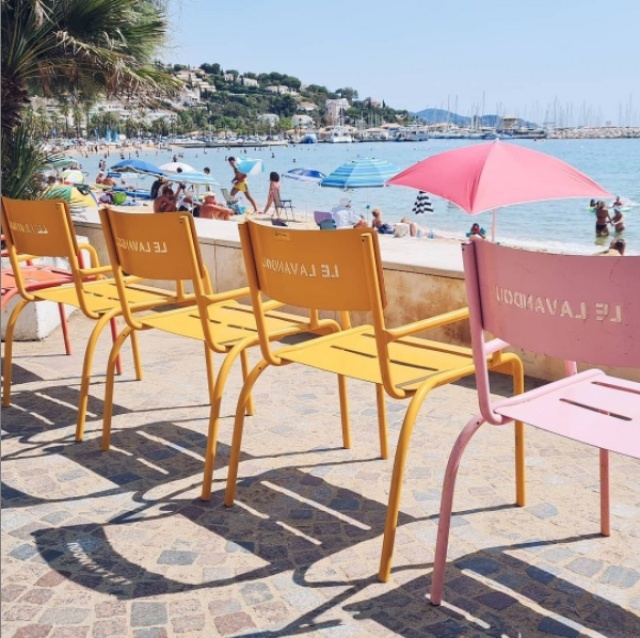 euroform w - street furniture - sturdy stool made of high-quality metal steel at promenade of Le Lavandou at Cote d