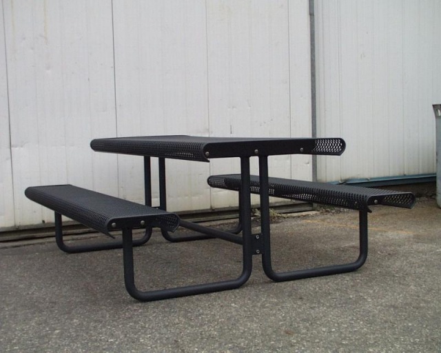 euroform w - street furniture - bench and table made of metal for urban space - high quality picnic set with bench and table made of sturdy metal for park, restaurants, schoolyards - Pluto picnic table for outdoors