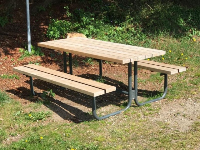 euroform w - street furniture - bench and table made of wood for urban space - high quality picnic set with bench and table made of robust hardwood for park, restaurants, school yards - Venus outdoor picnic table