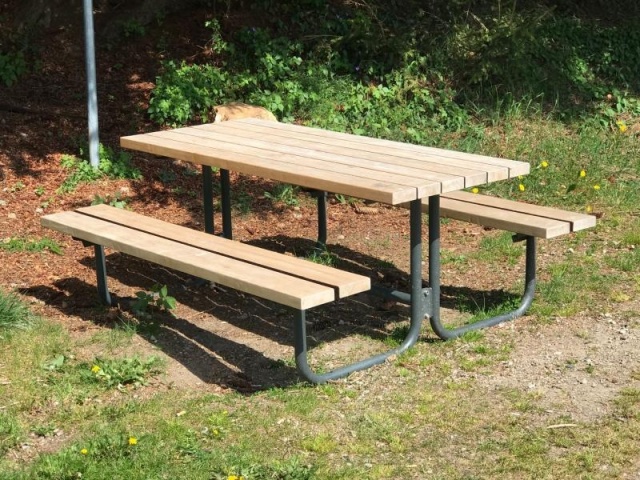 euroform w - Arredo urbano - Panchina e tavolo in legno per lo spazio urbano - set da picnic di alta qualità con panchina e tavolo in robusto legno duro per parchi, ristoranti, campus scolastici - Tavolo da picnic per esterni Venus