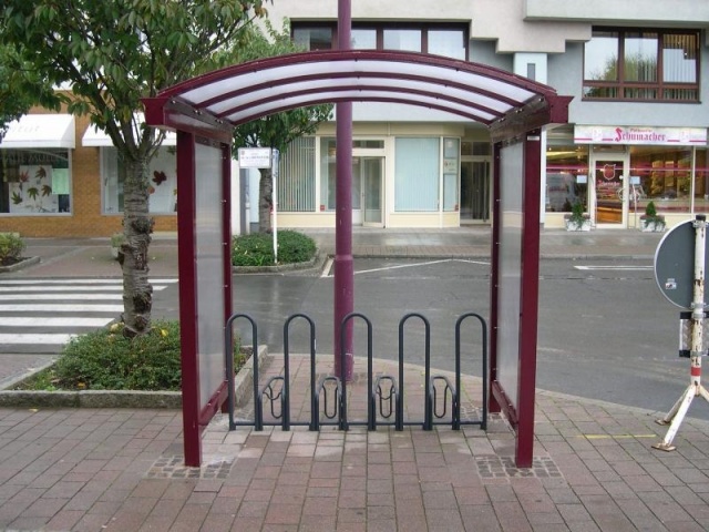 euroform w - street furniture - bike rack with shelter in a residential complex in South Tyrol - Galleria Metal and glass shelter - velostation for cities