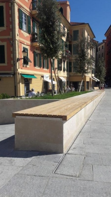 euroform w - street furniture - minimalist wooden bench in italian square - seating wood - bench tops wood for public space - designer furniture for public space - customized bench