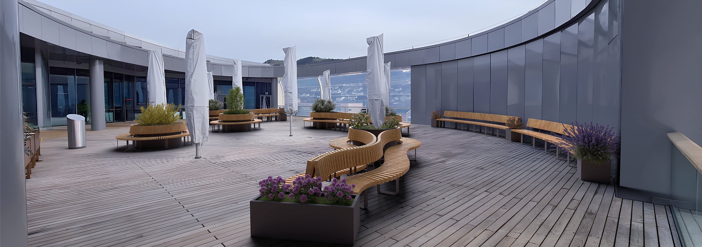 euroform w - Stadtmobiliar - Sitzbank Holz - Rundbank