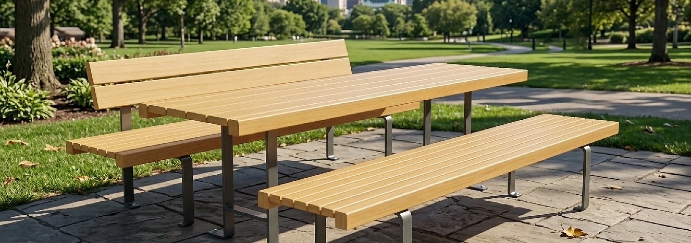 euroform w - arredo urbano - tavolo picnic - Lineatavolo light - seduta legno