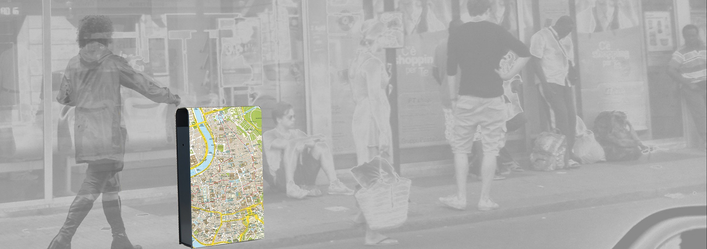 euroform w - arredo urbano - cestini portarifiuti - contenitori - Band - cestini pubblicità