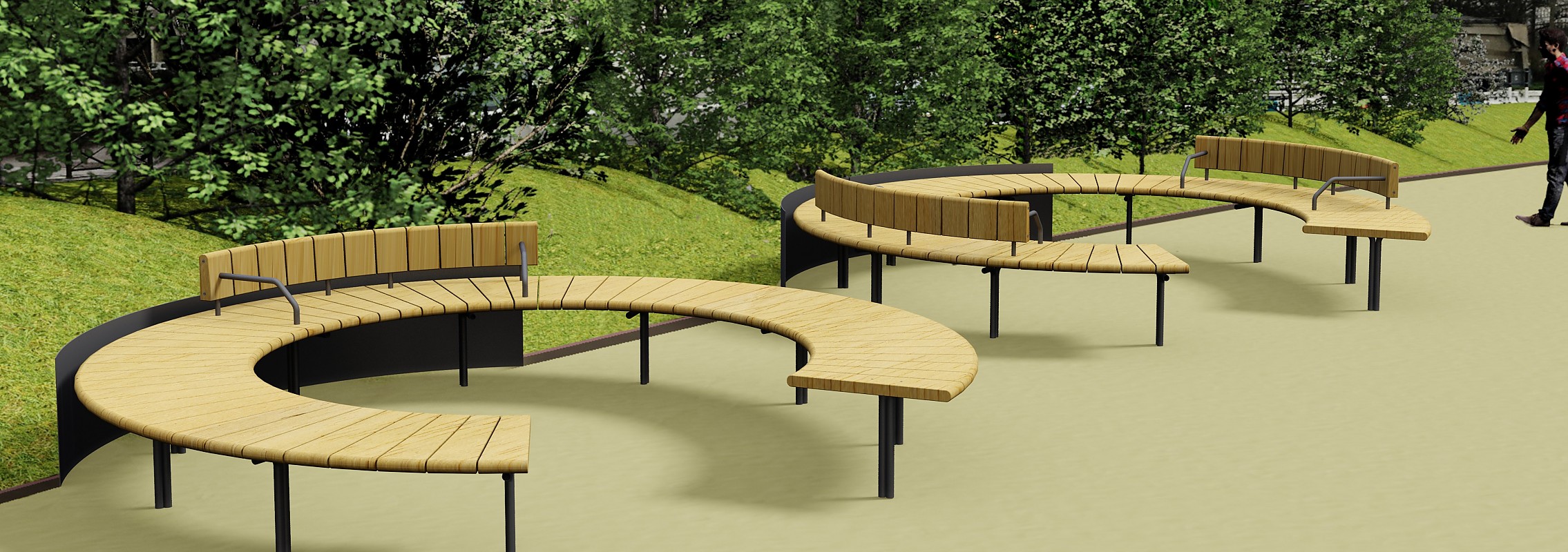 euroform w - Stadtmobiliar - Sitzbank Holz - Rundbank