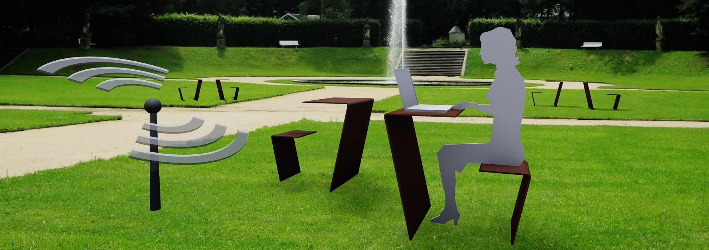 euroform w - arredo urbano - panchine metallo - sedute - Info point - tavolo