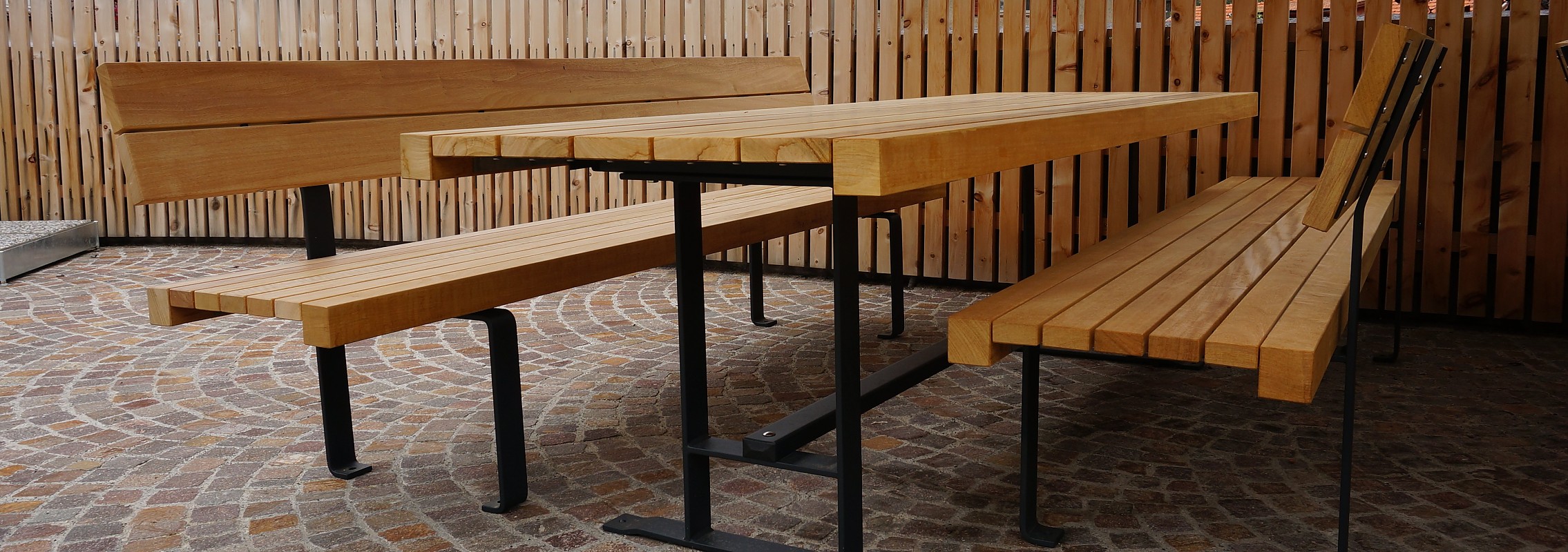 euroform w - urban furniture - pic nic set - table - Lineatavolo light - park bench wood