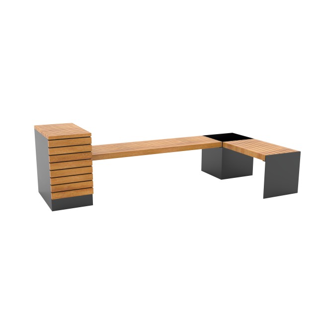 Panca senza schienale, con sgabello, fioriera e tavolino  Panca senza schienale, con sgabello, fioriera e tavolino