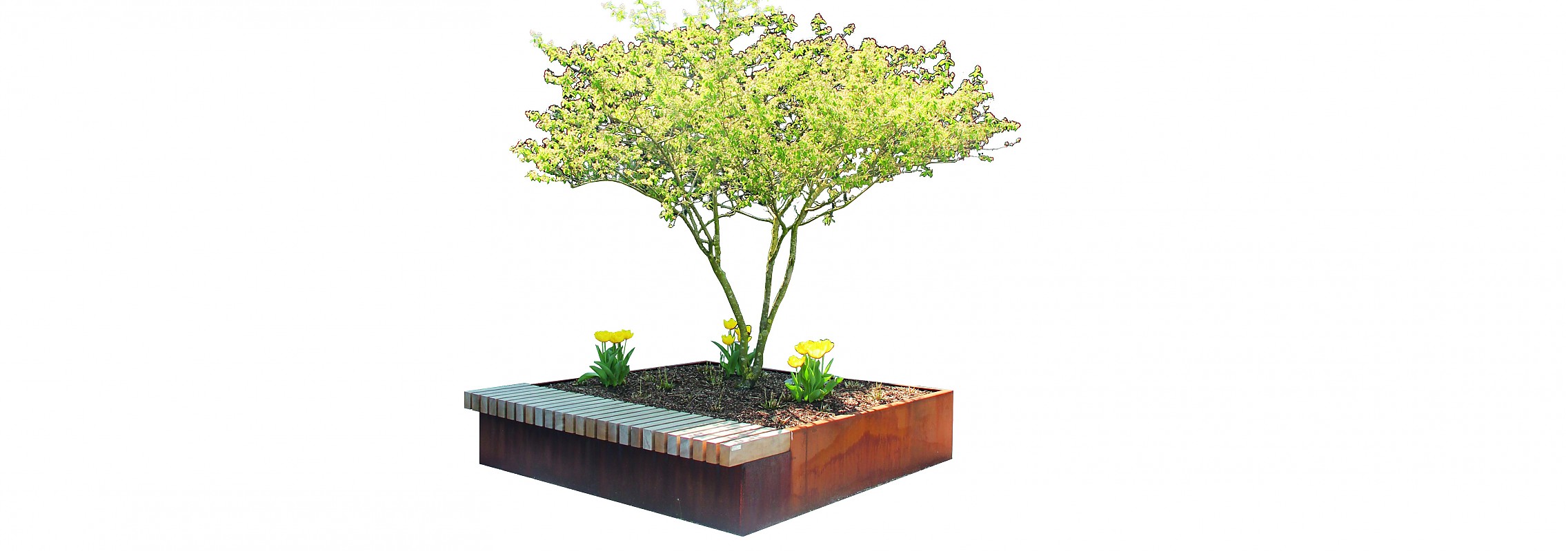 euroform w - Stadtmobiliar - Sitzbank Holz - big planter - Hochbeet
