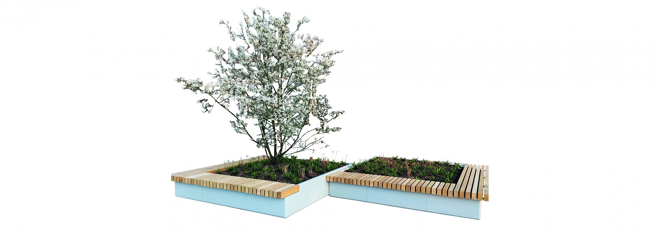 euroform w - Stadtmobiliar - Sitzbank Holz - big planter - Hochbeet
