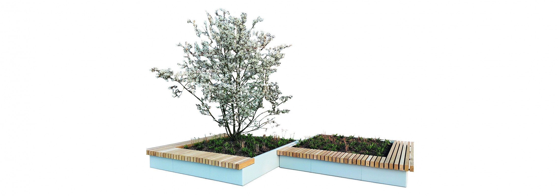 euroform w - Stadtmobiliar - Sitzbank Holz - big planter - Hochbeet