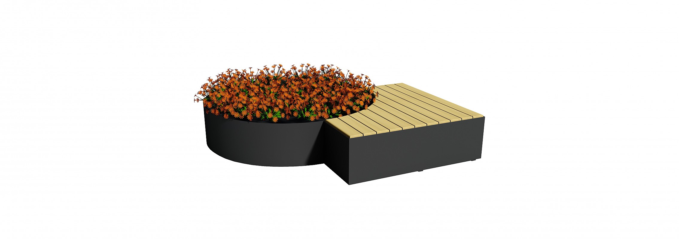 euroform w - urban furniture - park bench wood - big planters - seating - Isola